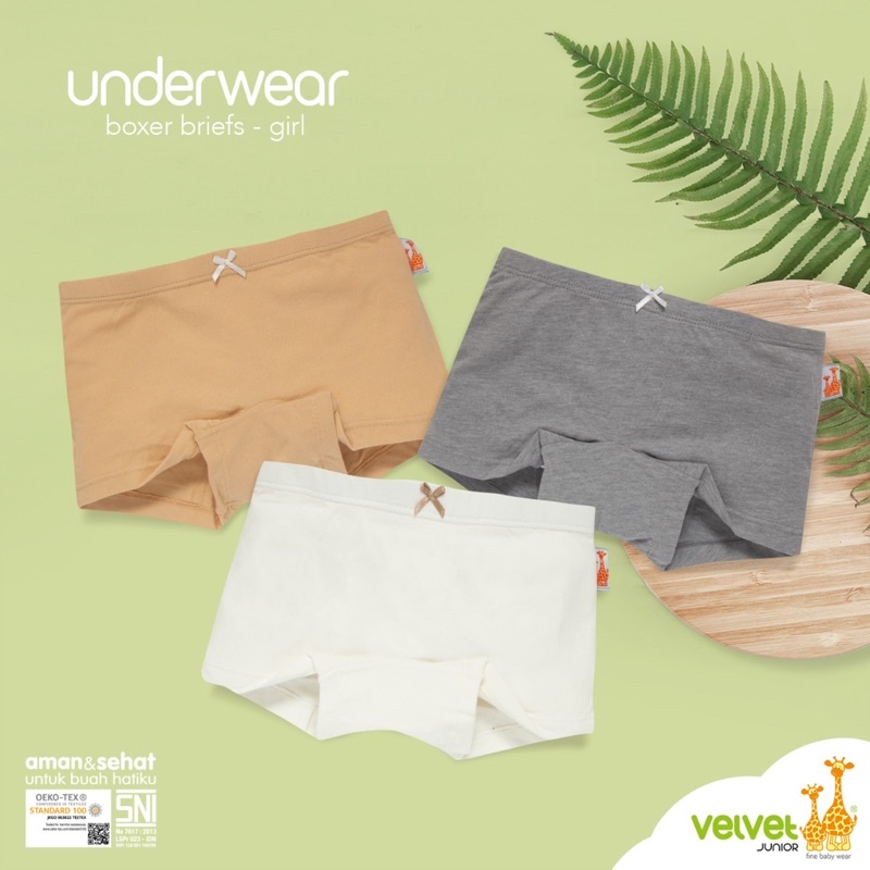 Velvet Underwear/Boxer Anak Girl - Celana Dalam Anak isi 3