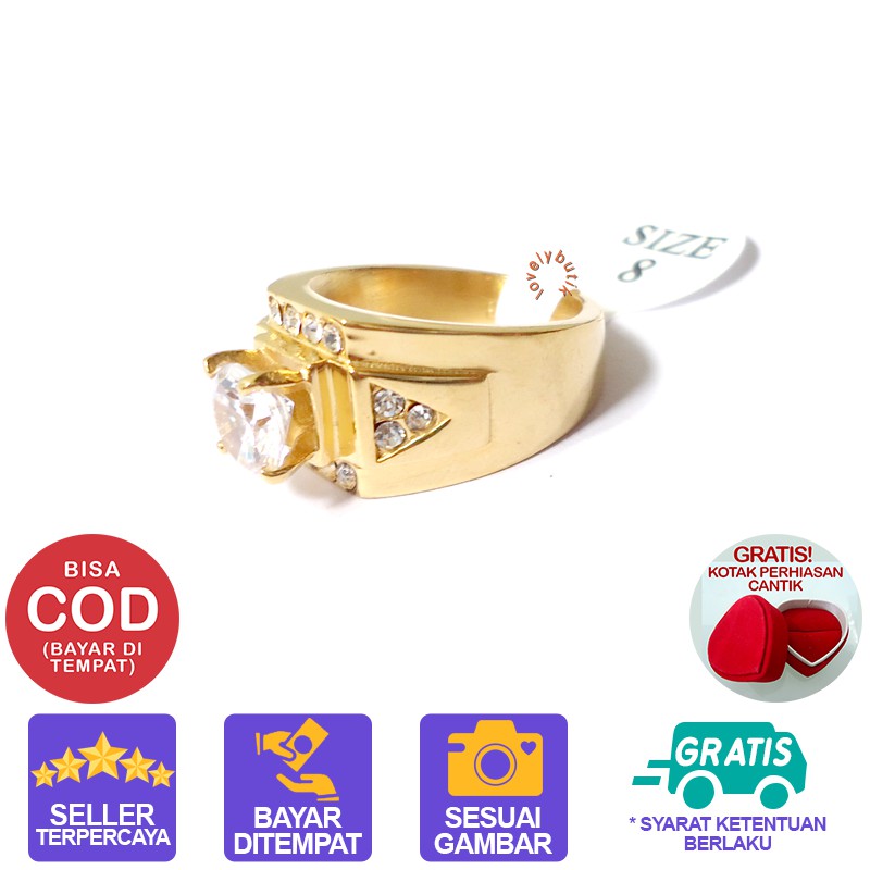 Lovelybutik Cincin Titanium Pria Anti Karat Silvest3r Cincin Pria Model Permata Mewah