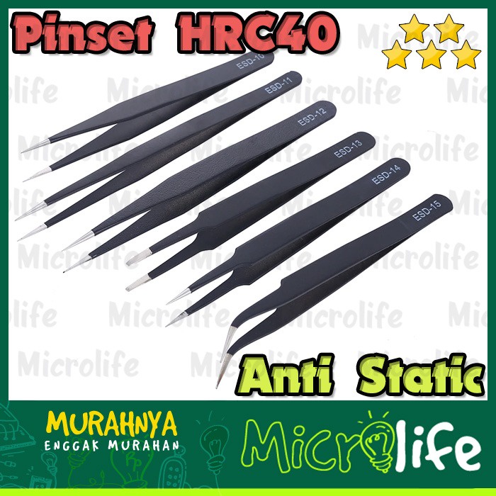 Pinset Tweezer HRC40 Anti Static Stainless Steel