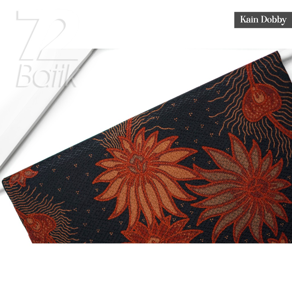 KAIN BATIK PREMIUM Dobby Motif Kembang Sekar Warna Htam Coklat Orange Oranye 723766 Cap 72 Jarik Jarit Samping Kebat Panjang Batik Dobby Modern Premium Bahan Seragam Batik Pernikahan Kantor Keluarga Murah Kamen Jadi Batik Bali Lembaran