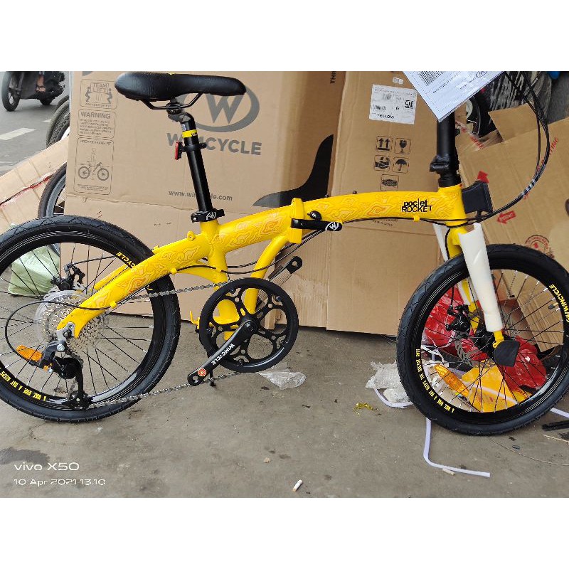 sepeda lipat merk wimcycle tipe pocket rocket speed 8 frame aloy