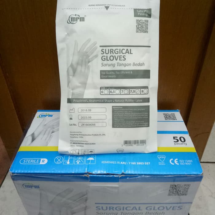 Sarung Tangan Steril MPM isi Sepasang / Sarung Tangan Bedah / Surgical Gloves / Hanscoon