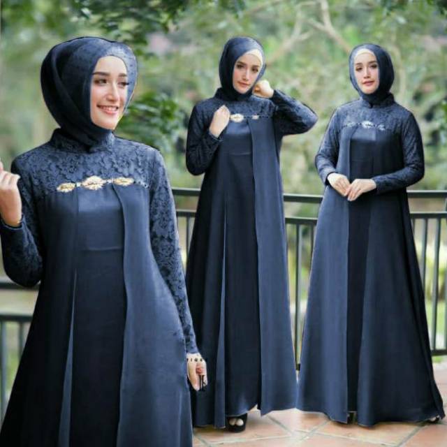 ALMIRAH 12 - BISA COD✔️  MAXI ELENA LD 106 BAHAN MOSCREPE TEBAL KOMBI BRUKAT NO. PASMINA