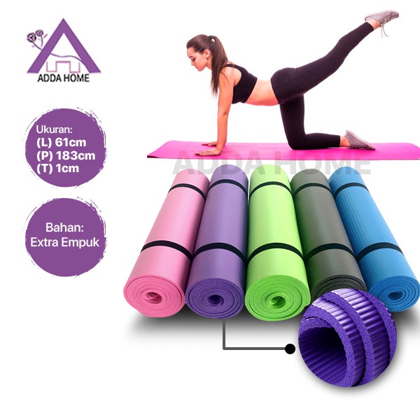 Adda Home - Alat Fitness Gym Alas Matras Yoga Mat Indoor Outdoor Extra Empuk Antilip Waterproof 183x61x1cm