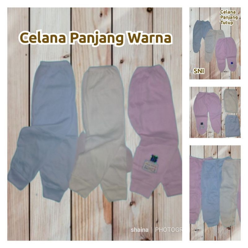 Celana Panjang Bayi SNI Buka Tutup Kaki Polos Warna 3 Pcs