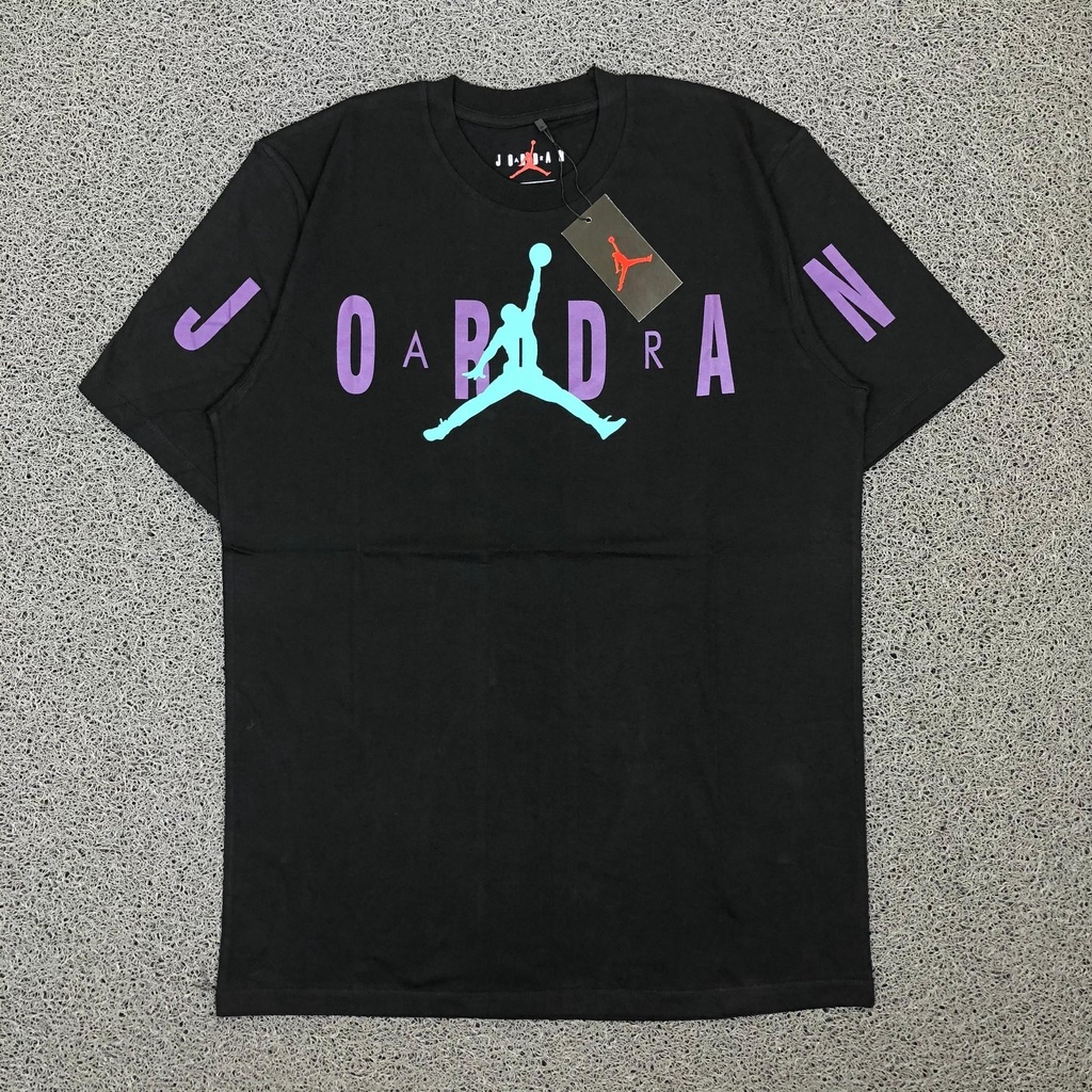 T SHIRT KAOS NIKE AIR JORDAN FONT AIR JUMPMAN TOSCA PURPLE HITAM AUTHENTIC PREMIUM BESTSELLER