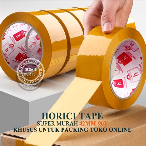 HORICI TAPE 42mmx90Y KHUSUS UNTUK PACKING TOKO ONLINE MURAH / FULL PANJANG LAKBAN BENING DAN COKLAT ISOLASI