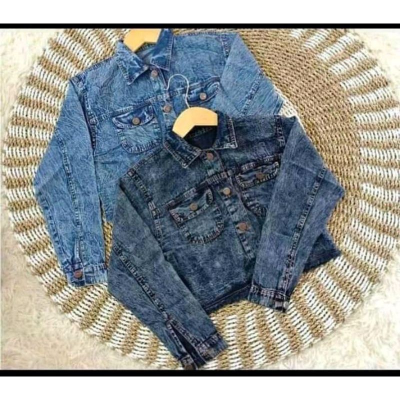 JAKET JEANS CROP OVERSIZE JAKET JEANS JUMBO LEPIS JINS DENIM WANITA