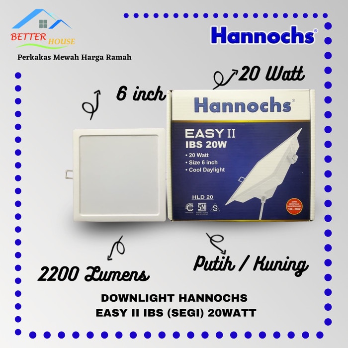 Downlight Led Segi (Lampu Plafon Tanam) Hannochs Easy ll (20 Watt)