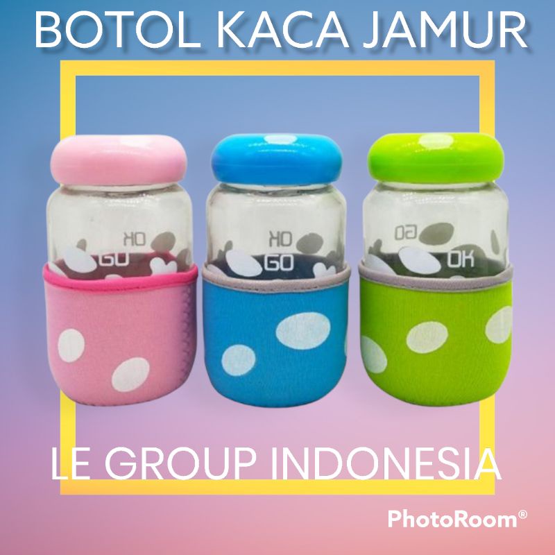 botol jamur botol kaca 300 ml gelas jamur gelas lucu mug unik botol lucu botol unik kado