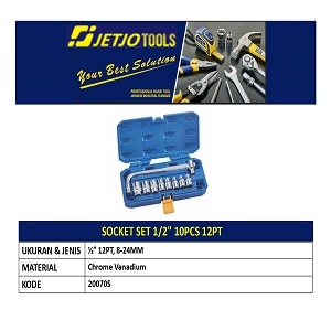 Socket Set 10 Pcs JETJO TOOLS 200705 / Socket Set 1/2" 12 PT LAKONI PRO / PROMO