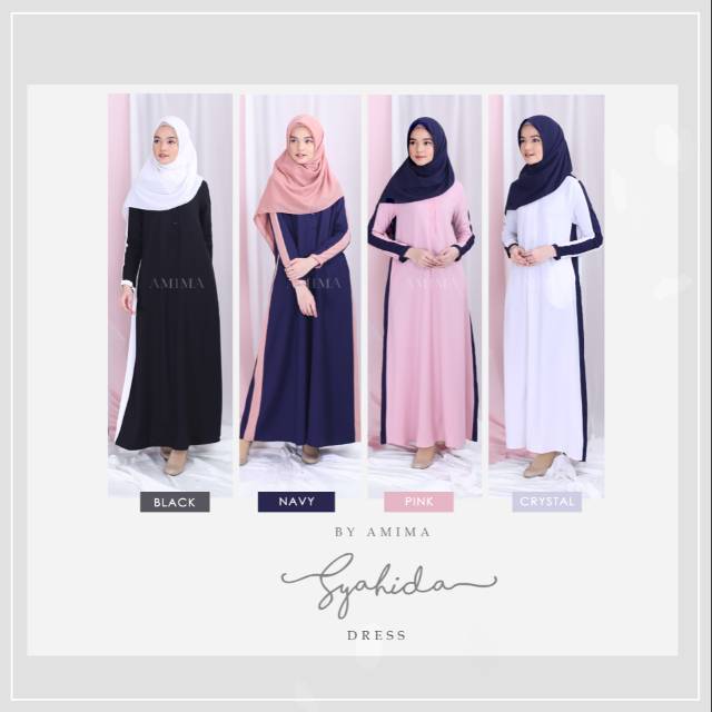 SYAHIDA DRESS by AMIMA - Gamis daily dress daily gamis polos dress polos baju gamis nyaman simpel