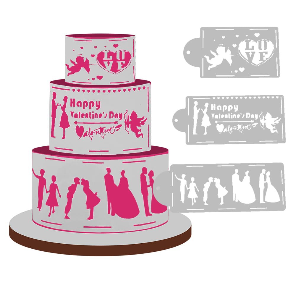 Love Theme Cake Stencil (4pcs)