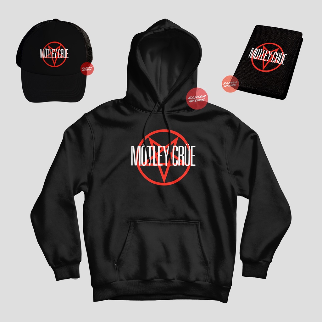 Motley Crue / Topi Motley Crue / Hoodie Motley Crue / Dompet Motley Crue / Sweater Motley Crue / Paket Topi Hoodie Dompet Black Motley Crue / Topi Band / Hoodie Band / Dompet Band /