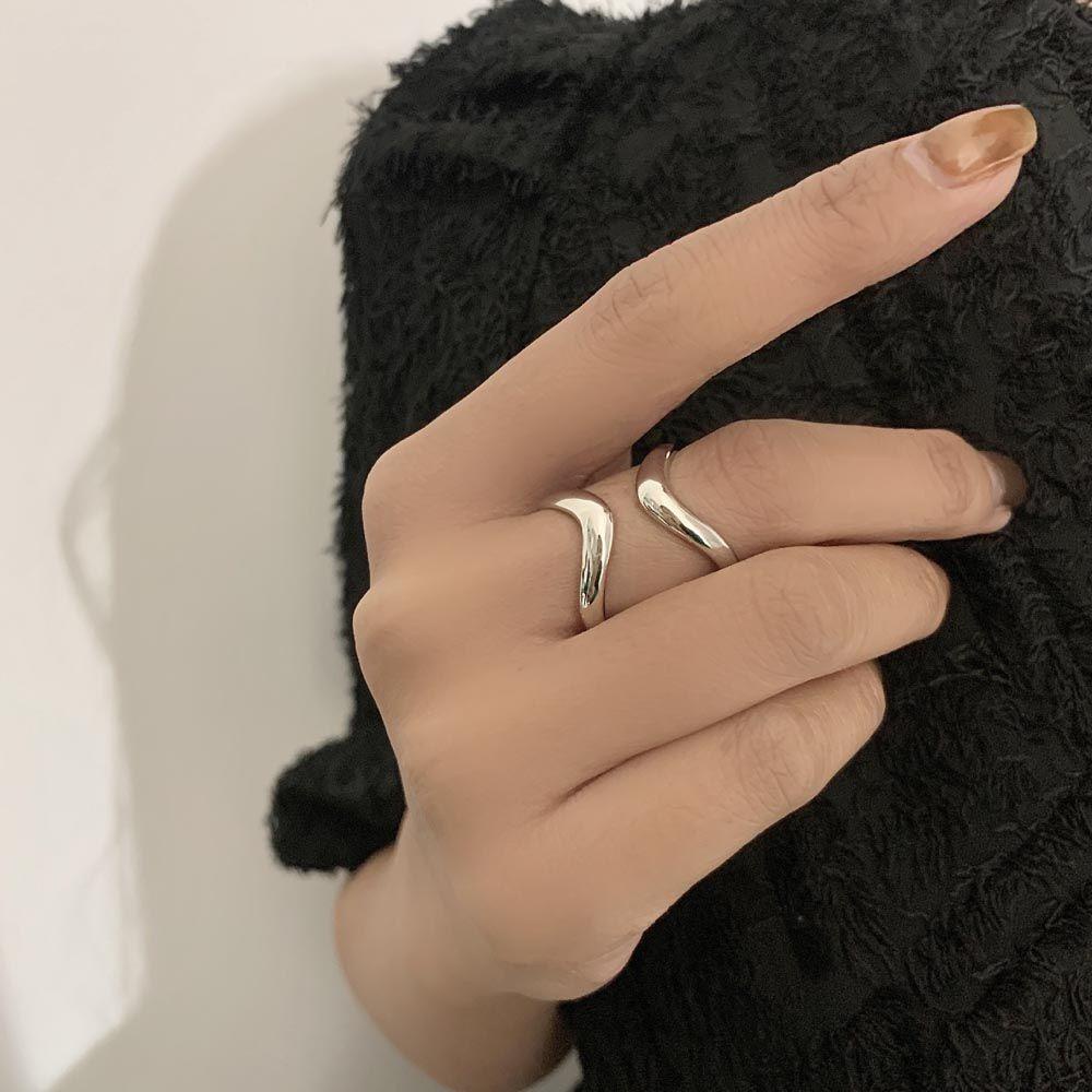 Mxbeauty Wanita Pembukaan Cincin Punk Hadiah Untuk Gadis Cincin Ganda Temperamen Vintage Tidak Teratur Rings