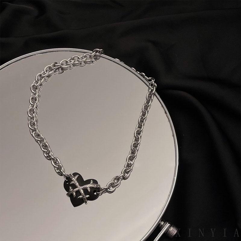 Ready Stock✨Kalung Titanium Wanita Korea Anti karat Dan Anti Luntur Rantai Klavikula Hati Gaya Hip Hop Untuk Aksesoris Simple Murah COD Fashion