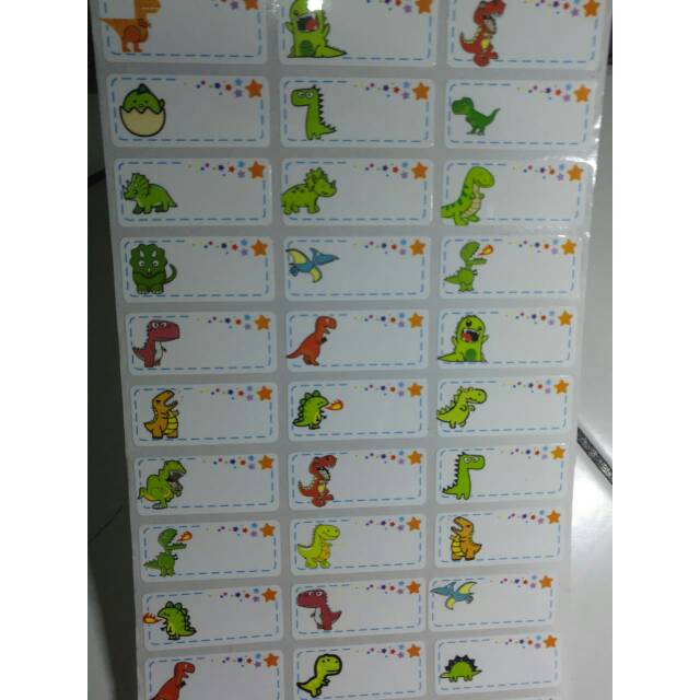 

CUTE DINO Stiker label nama waterproof anti air murah