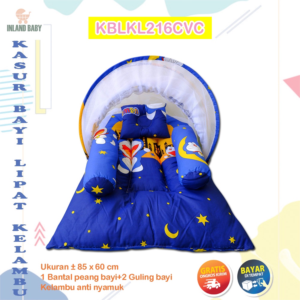 Matras Bayi Perlengkapan Tidur Bayi Murah Kasur Bayi Set Kelambu Lipat karakter DORAEMON