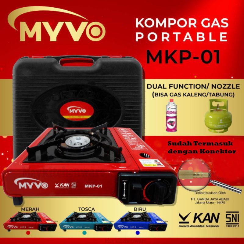 Kompor Portable 2 in 1 MYVO MKP-01 Gas Kaleng LPG Elpiji 3 Kg &amp; 12Kg Camping Portabel Stove Murah