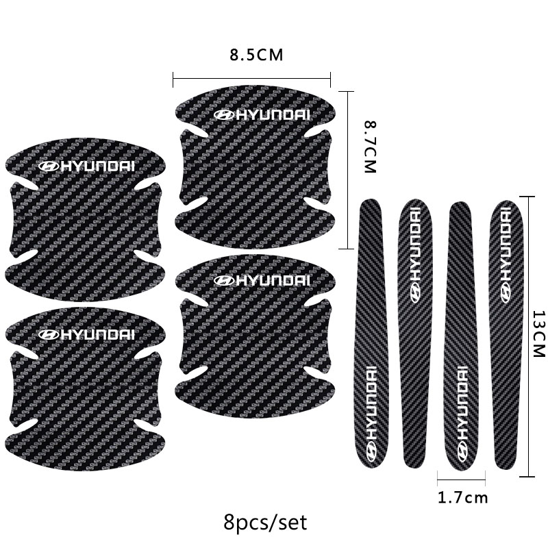 8pcs Stiker Pelindung Handle Pintu Mobil Bahan Carbon Fiber Untuk Hyundai Getz Accent Atoz I20 Avega Trajet H1