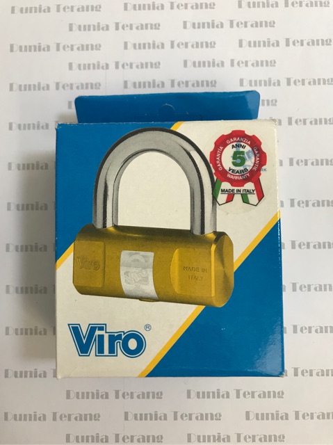 Gembok VIRO Balok 80mm Asli 105 / Kunci Gantung Bulat Kuningan 80 mm / Brass Rectangle Padlock Italy