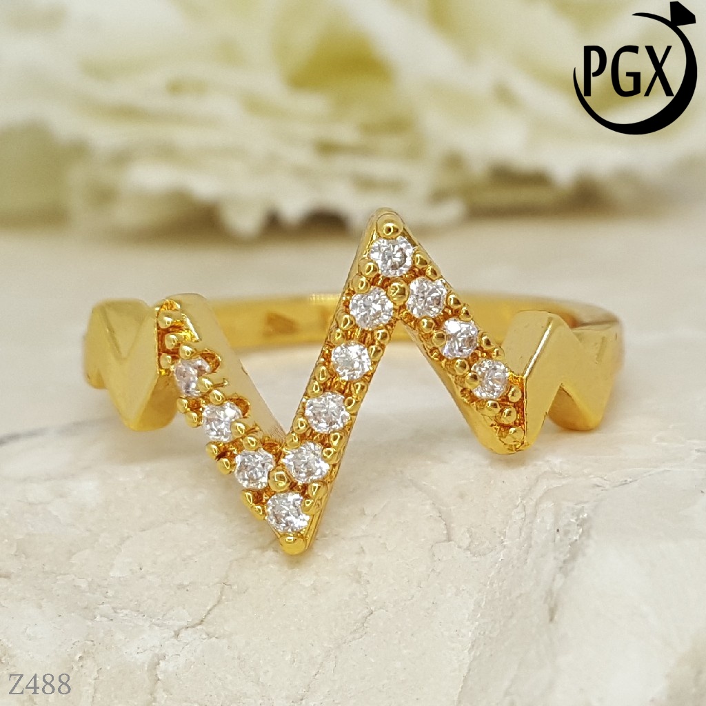 PGX Cincin Xuping Wanita Lapis Emas Aksesoris Perhiasan Fashion Premium - Z488