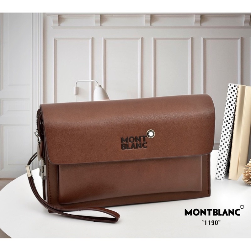 Handbag Monblanc Tas Clutch Pria/Wanita Tas kartu Kulit Montblanc