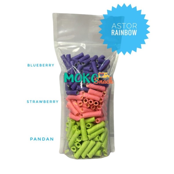 

Snack Cemilan Astor Rainbow 280 gram