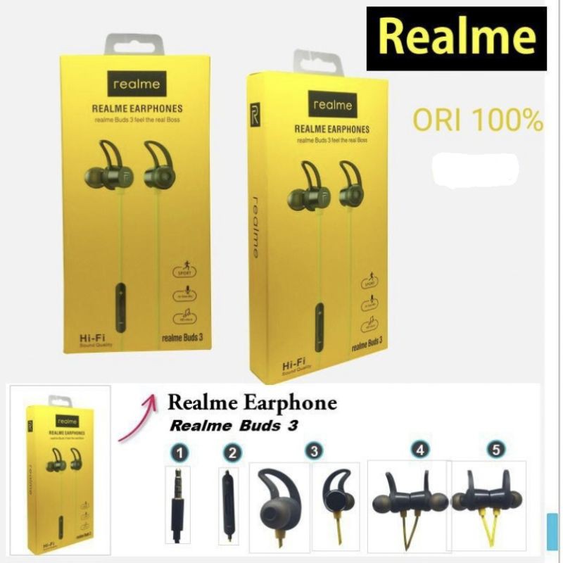 Headset Realme Buds 3 Magnetic Handsfree / Earphone Realme Buds 3 HF