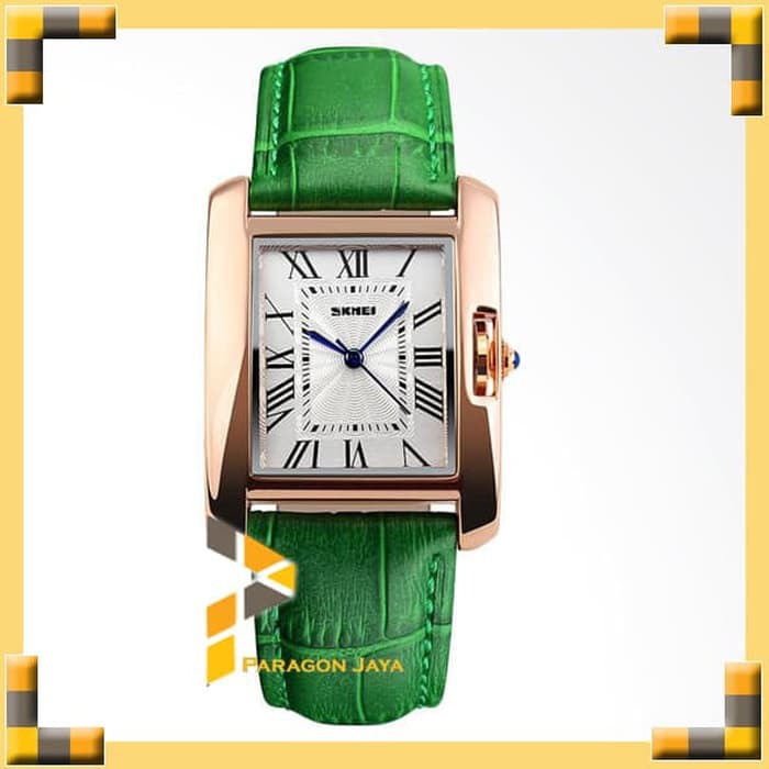 Jam Tangan Wanita Cewek SKMEI 1085 CASIO Original Murah Kulit Hijau