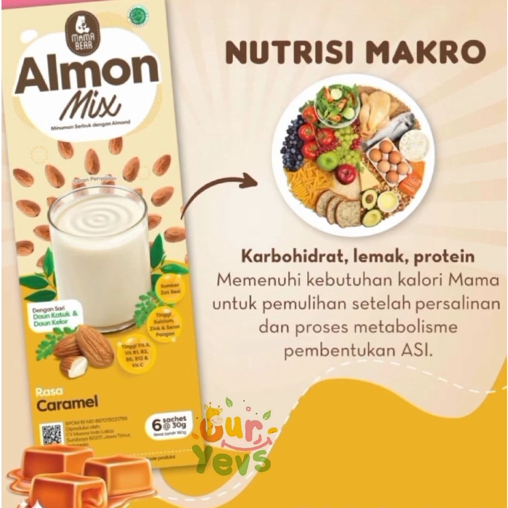 Mama Bear Almon Mix NEW FORMULA CARAMEL / Almonmix mamabear / mama bear almond/ ASI Booster / Pelancar ASI