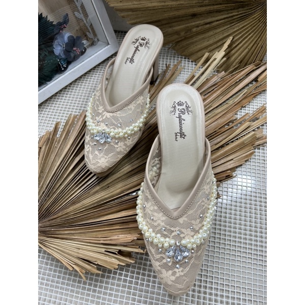 sepatu wanita sepatu wedding v mozza cream tinggi 7cm tahu