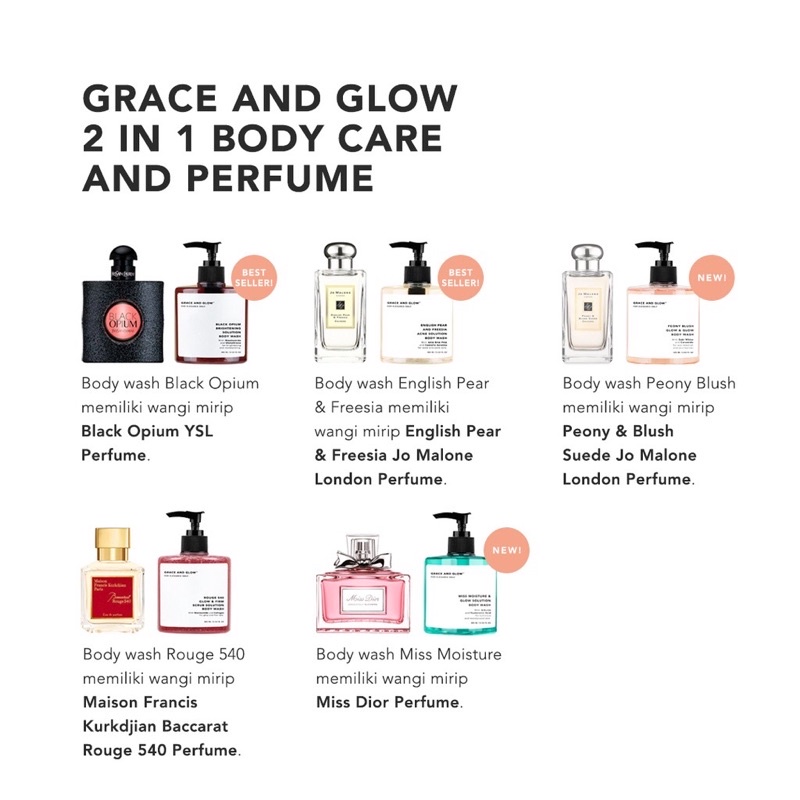 (BISA COD) GRACE AND GLOW BODY WASH - BLACK OPIUM BRIGHTENING - ENGLISH PEAR