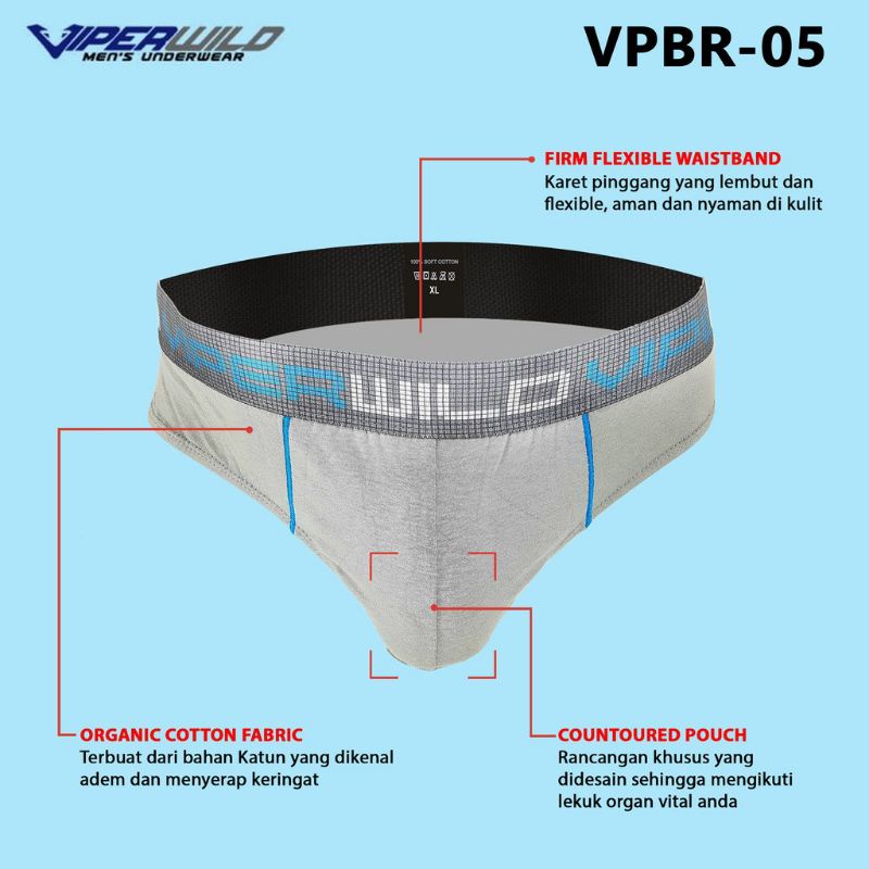 ISI 3 CD VIPER CELANA DALAM PRIA ORIGINAL REGULER KATUN ORGANIK VPBR05