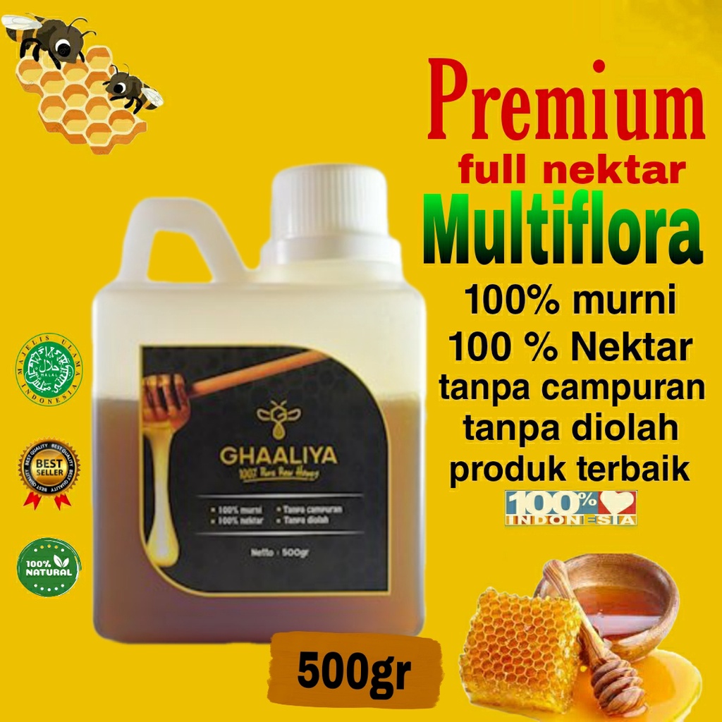 

Madu Ghaaliya Murni Asli 100% Nektar Bunga Multiflora premium terbaik 500gr original