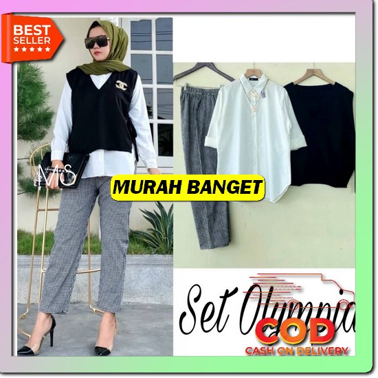 Pakaian Setelan Stelan Wanita Fashion Muslim Athalika Set Ori Gagil By Ova Original Set Olympia - Se