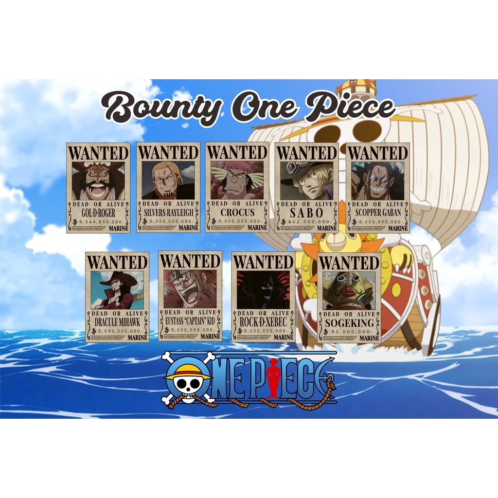 Stiker Bounty Wanted One Piece ukuran Kecil Termurah