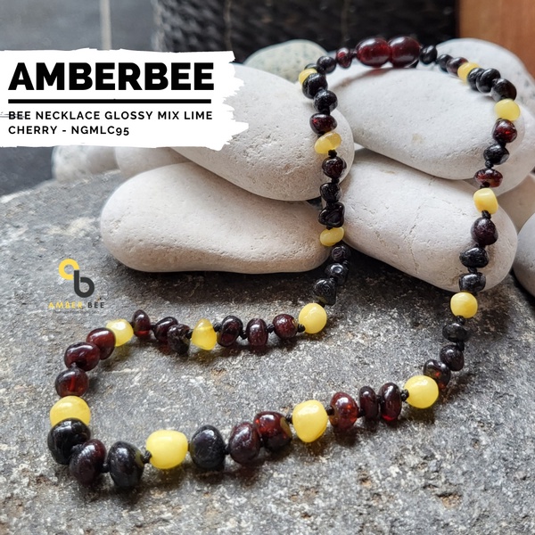 Kalung Amber Anak Premium Mix Cherry Lemon by Amber Bee NGMLC95