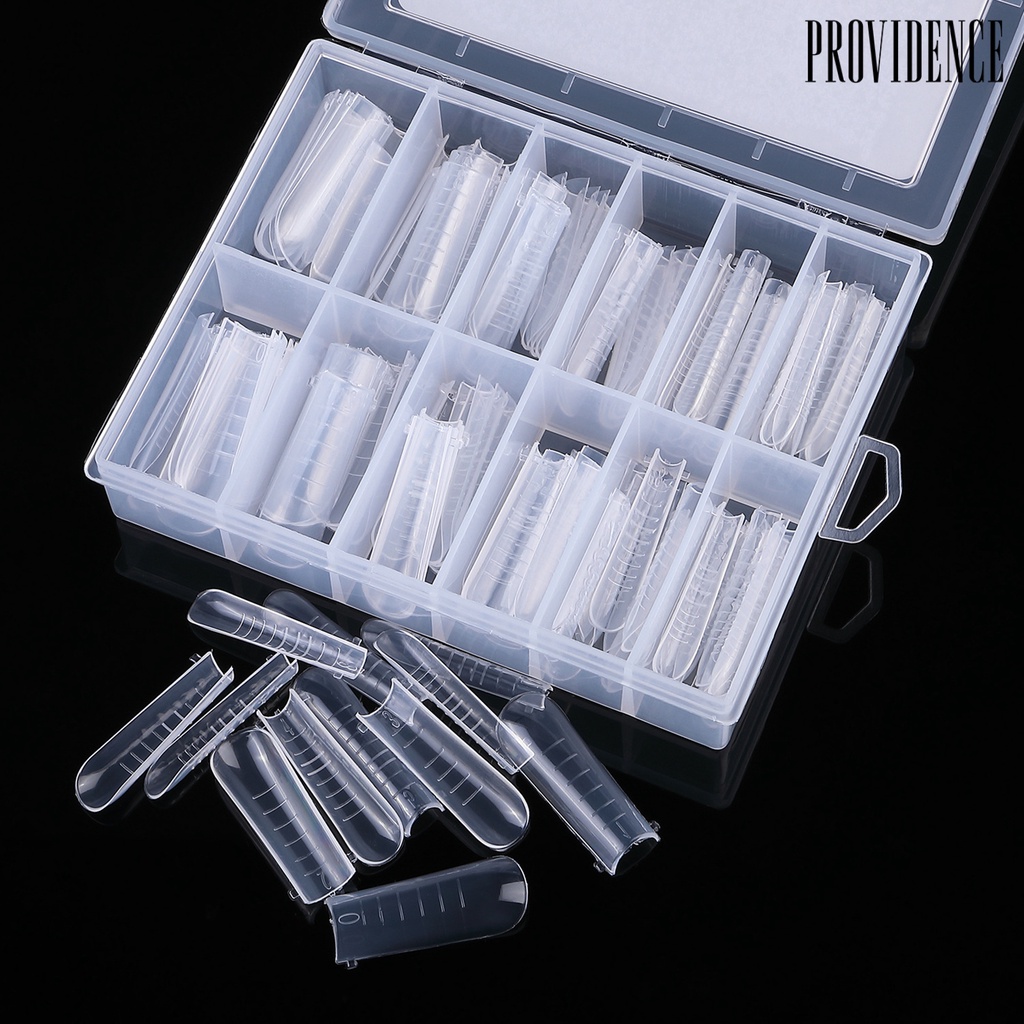 Providence 1 Kotak / 120pcs / Set Cetakan Kuku Palsu Transparan Ultra Tipis Untuk Nail Art Diy