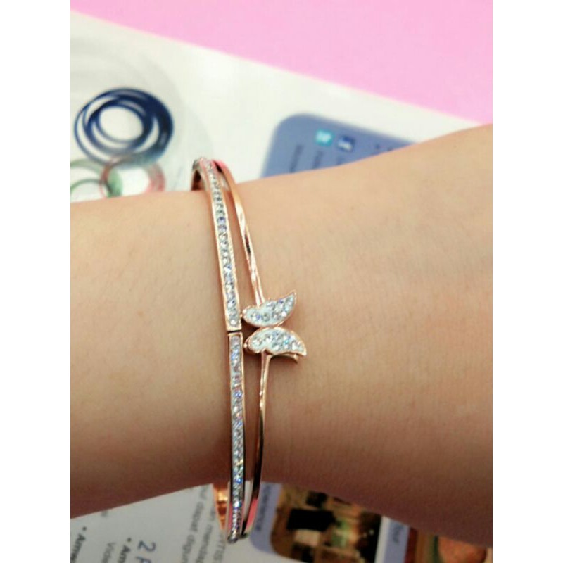 GELANG TITANIUM KUPU KUPU / GELANG WANITA IMPORT / GELANG IMPORT TITANIUM ROSE GOLD