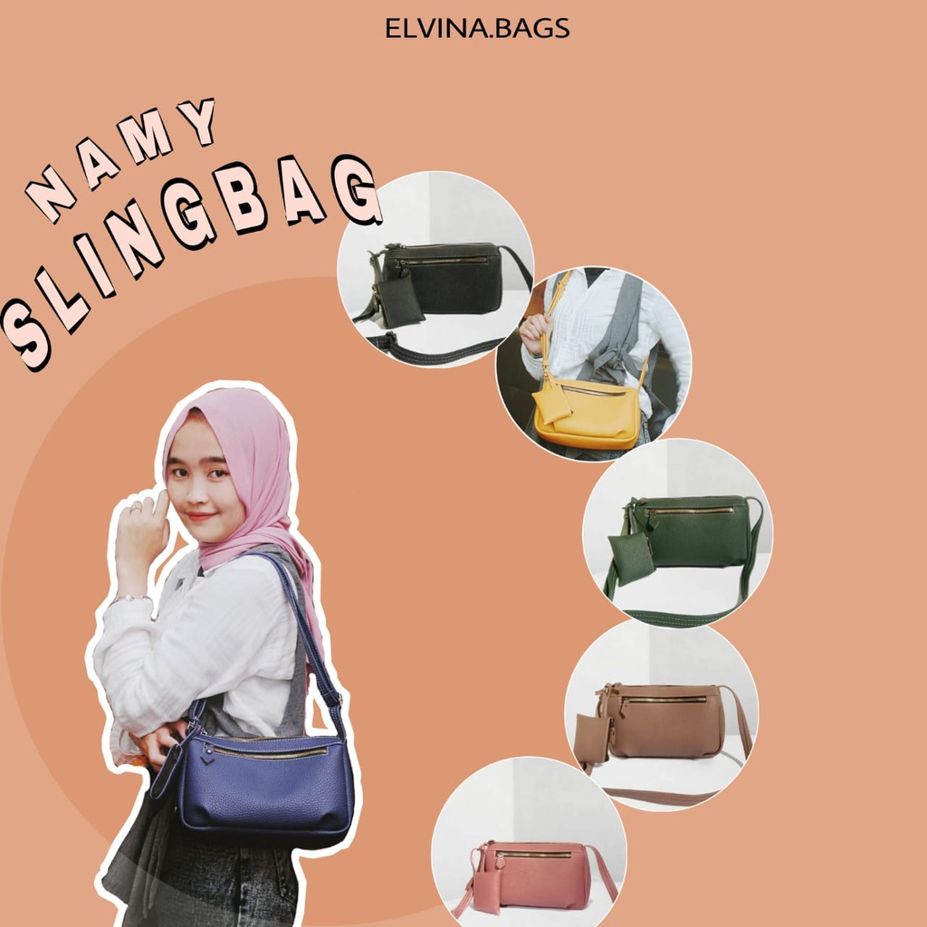 Tas wanita papirut selempang murah kulit jeruk elvinabags Namy slingbag terbaru wanita