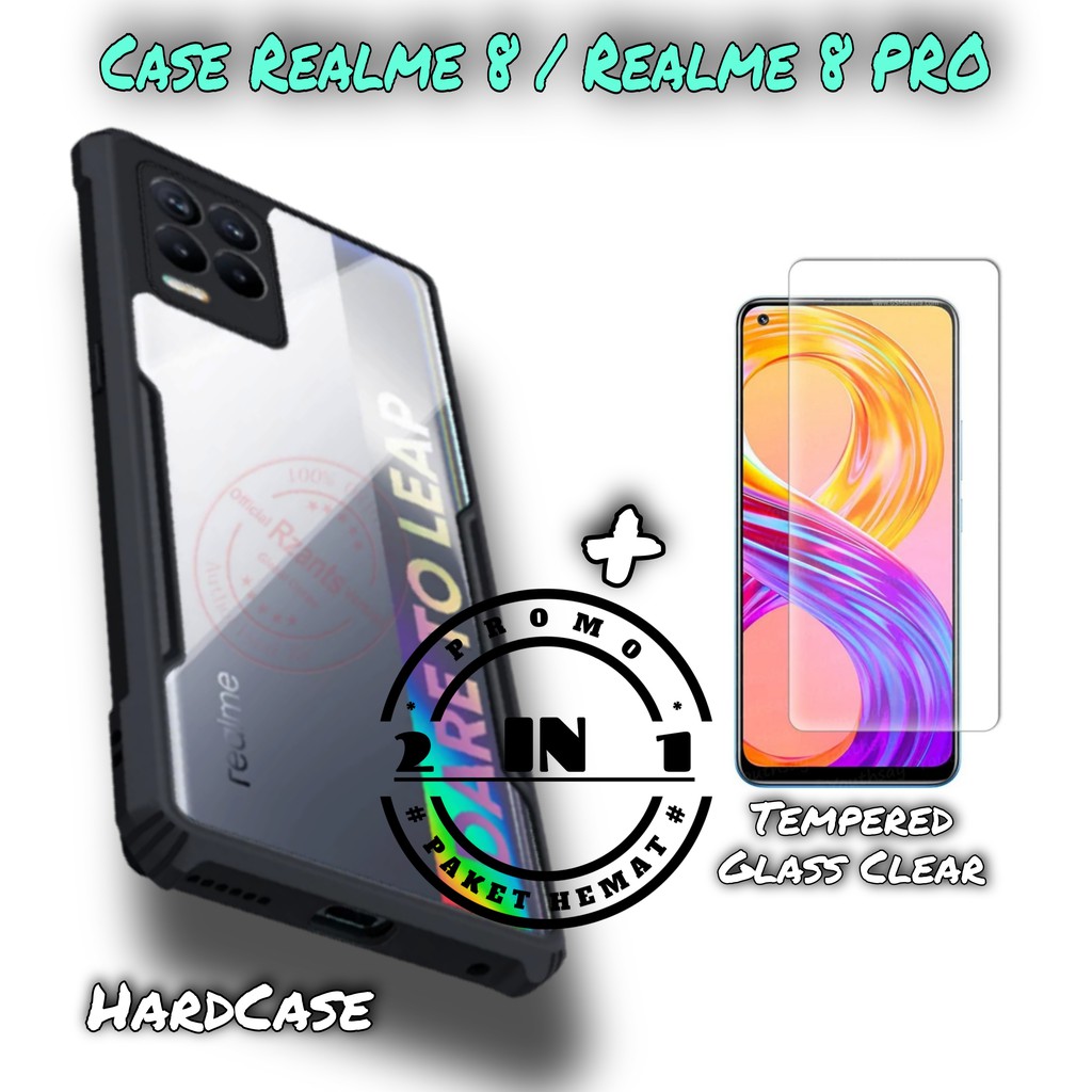 Case REALME 8 / REALME 8 PRO Hard Case Shockproof Transparant FREE Tempered Glass Layar Clear