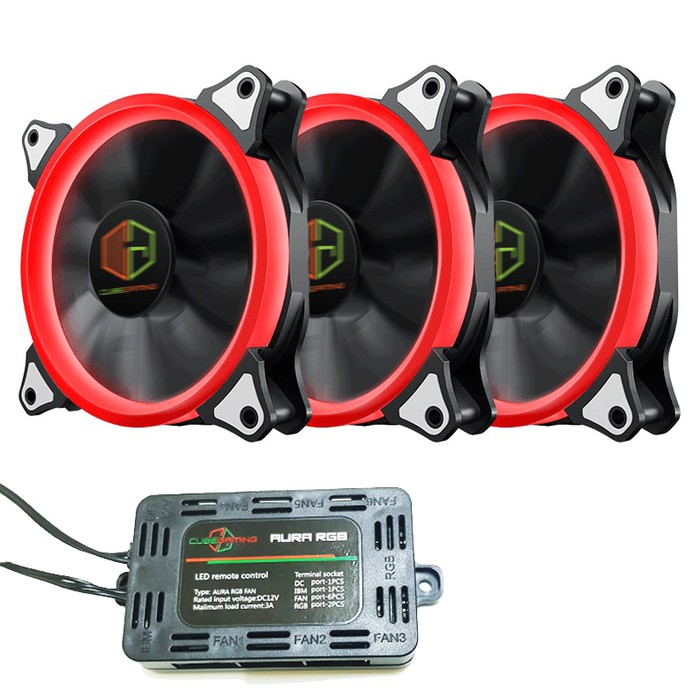 CUBE GAMING AURA RGB RING FANS (3 Pcs Ring Fan + Wireless Remote )