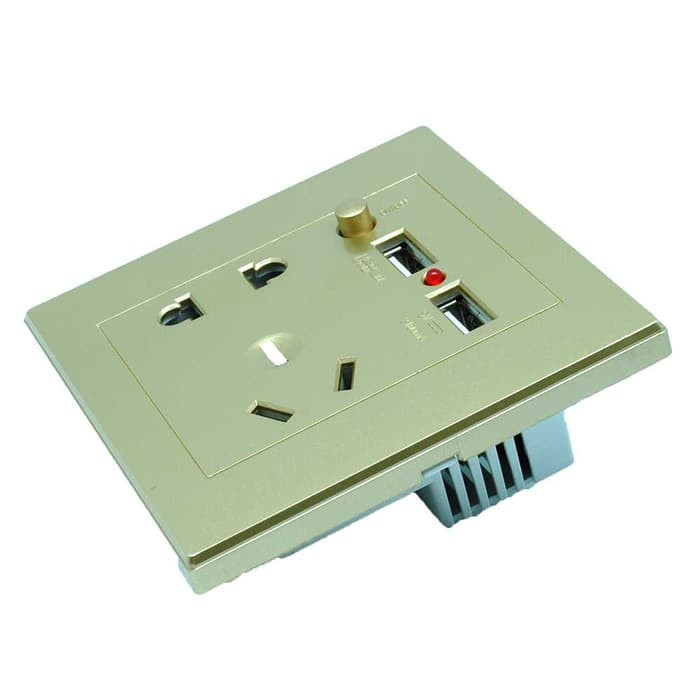 Stop Kontak Universal EU AU &amp; 2 Port USB On/Off Switch -BR30