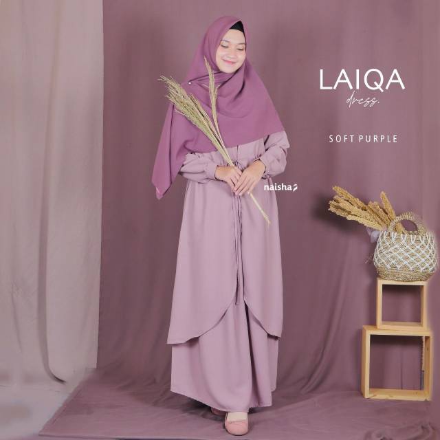 Gamis Syar'i Laiqa Dress // One set Dress bahan Nom Crepe Import terbaik di kelasnya tidak terawang