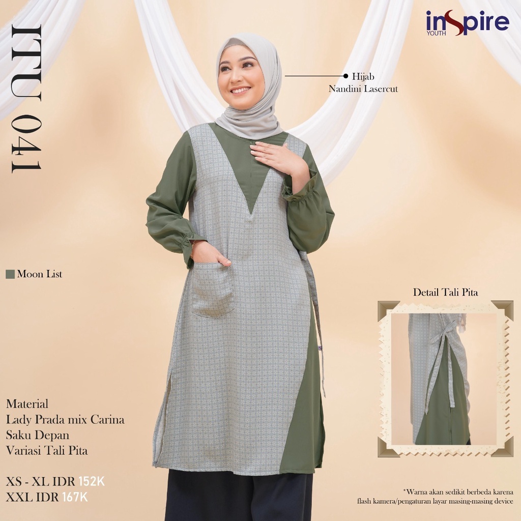 Inspire ITU 41 Tunik Wanita Bahan Lady Prada Mix Carina Atasan Wanita Muslim Motif