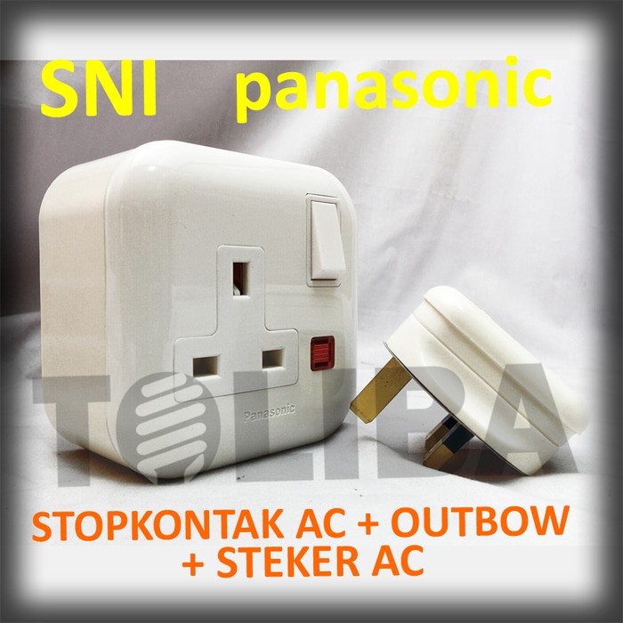 stop kontak ac + steker ac + outbow dus panasonic / colokan ac ob set