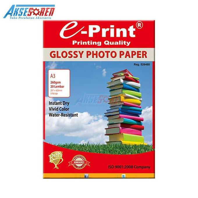 

ITERBATASl Kertas Glossy Photo Paper A3 E-Print 20 Sheet/260 gsm Cetak Poto Foto