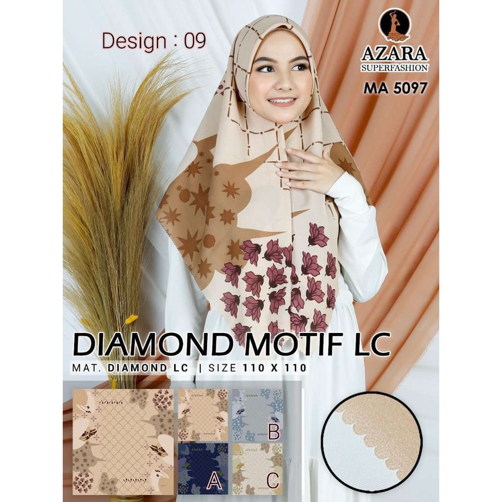 Jilbab Segi Empat Crepe Diamond Motif Laser Cut LC By Azara Design 09