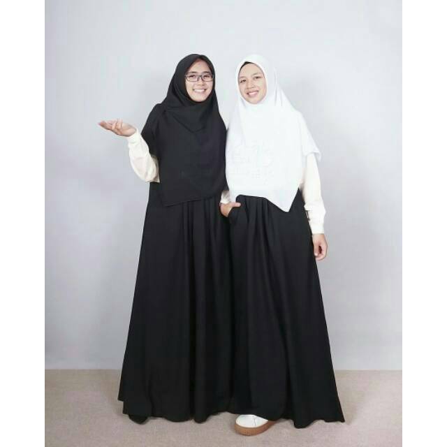 Gamis syar'i hitam putih gamis ayumi hijab alila